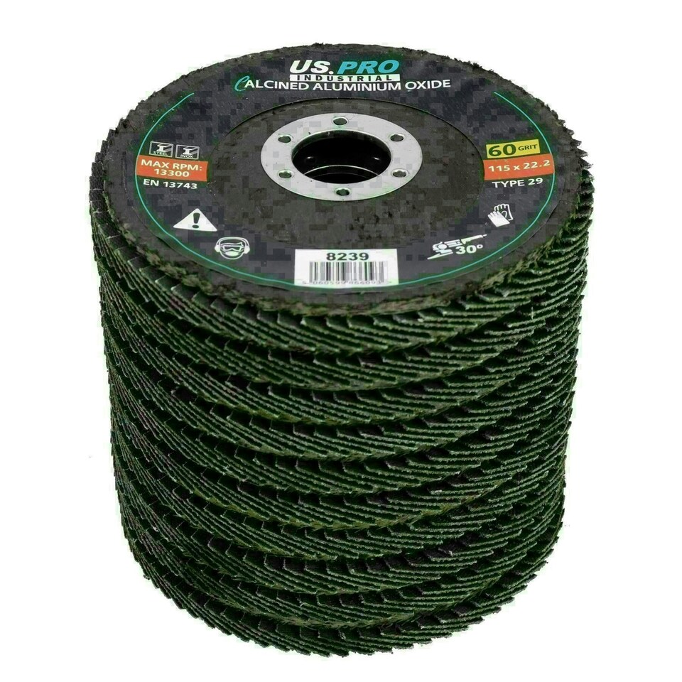 image 1 of 60 Grit Medium Flap Disc Calcined Aluminium Sanding Wheels Discs Type 29 50pk