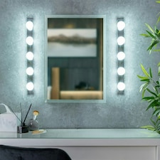 ValueLights Silver Chrome Hollywood Make Up Dressing Table Vanity Light IP44 Wall Light Glass Globe Lamp Shade - Bulbs Included