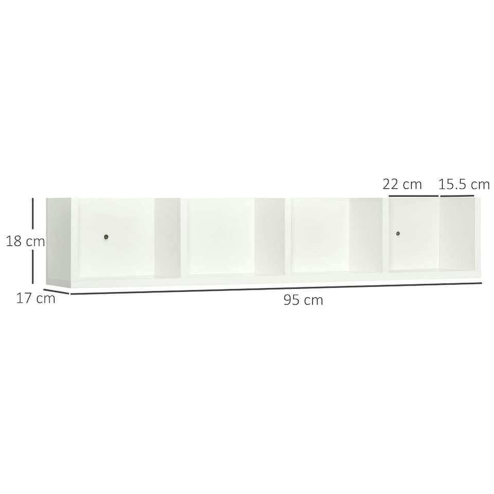 image 1 of HOMCOM Wooden Wall-Mounted Storage Media Display Shelf Center Rack, White