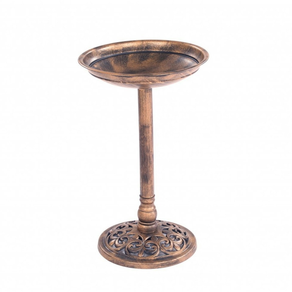 image 1 of Oypla Traditional Ornamental Pedestal Garden Water Bird Bath (Bronze)