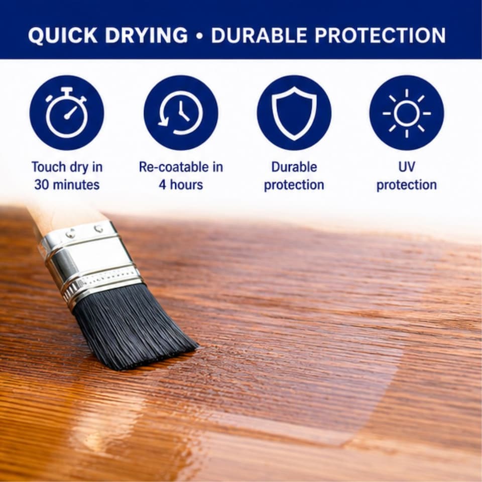 image 1 of Rustins Quick Dry Outdoor Clear Varnish Satin 250ml