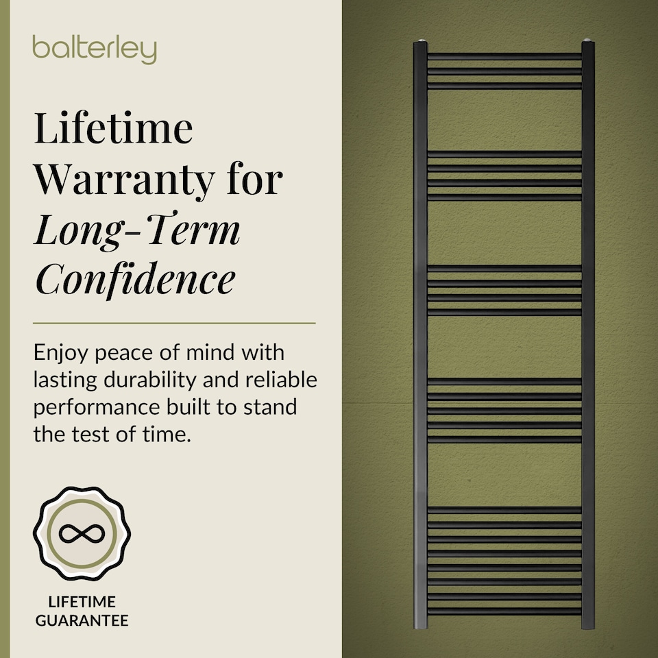 image 1 of Straight Heated Towel Rail Radiator, 906W, 500 x 1600mm, Matt Black | Black | Matt Black