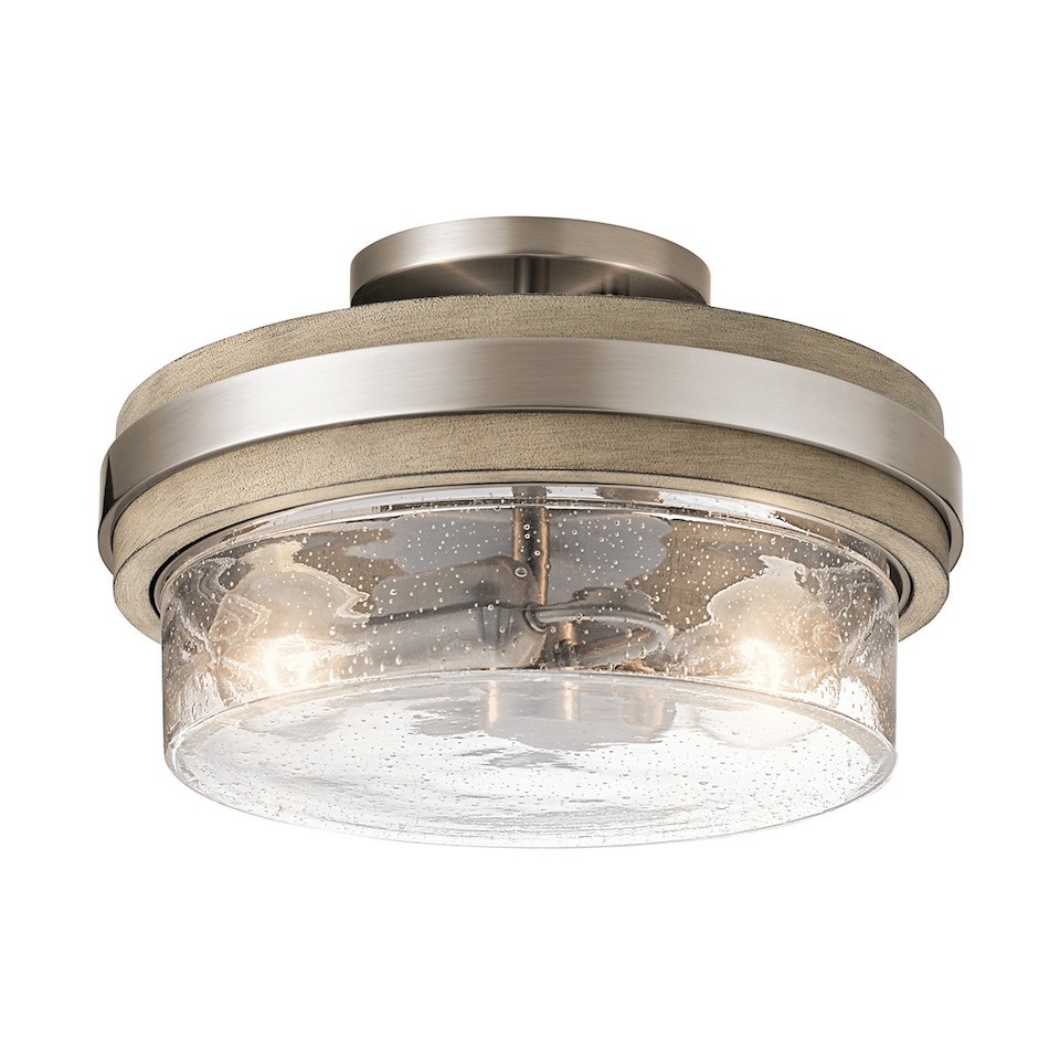 image 1 of Kichler Grand Bank 2 Light Semi-Flush Mount Antique Grey