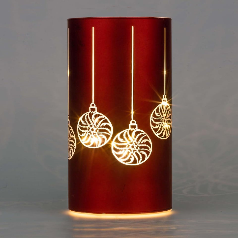 image 1 of 22cm Christmas Decorated Vase Led Red Glass Vase / Baubles