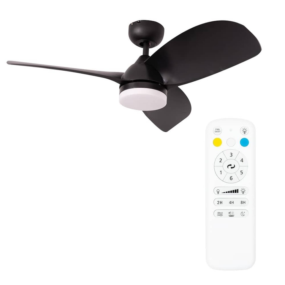 image 1 of ValueLights Black 36 Inch Ceiling Fan Integrated LED & Remote