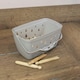 image 7 of JVL Plastic Peg Basket, Grey with 48 Wooden Dolly Pegs, Brown