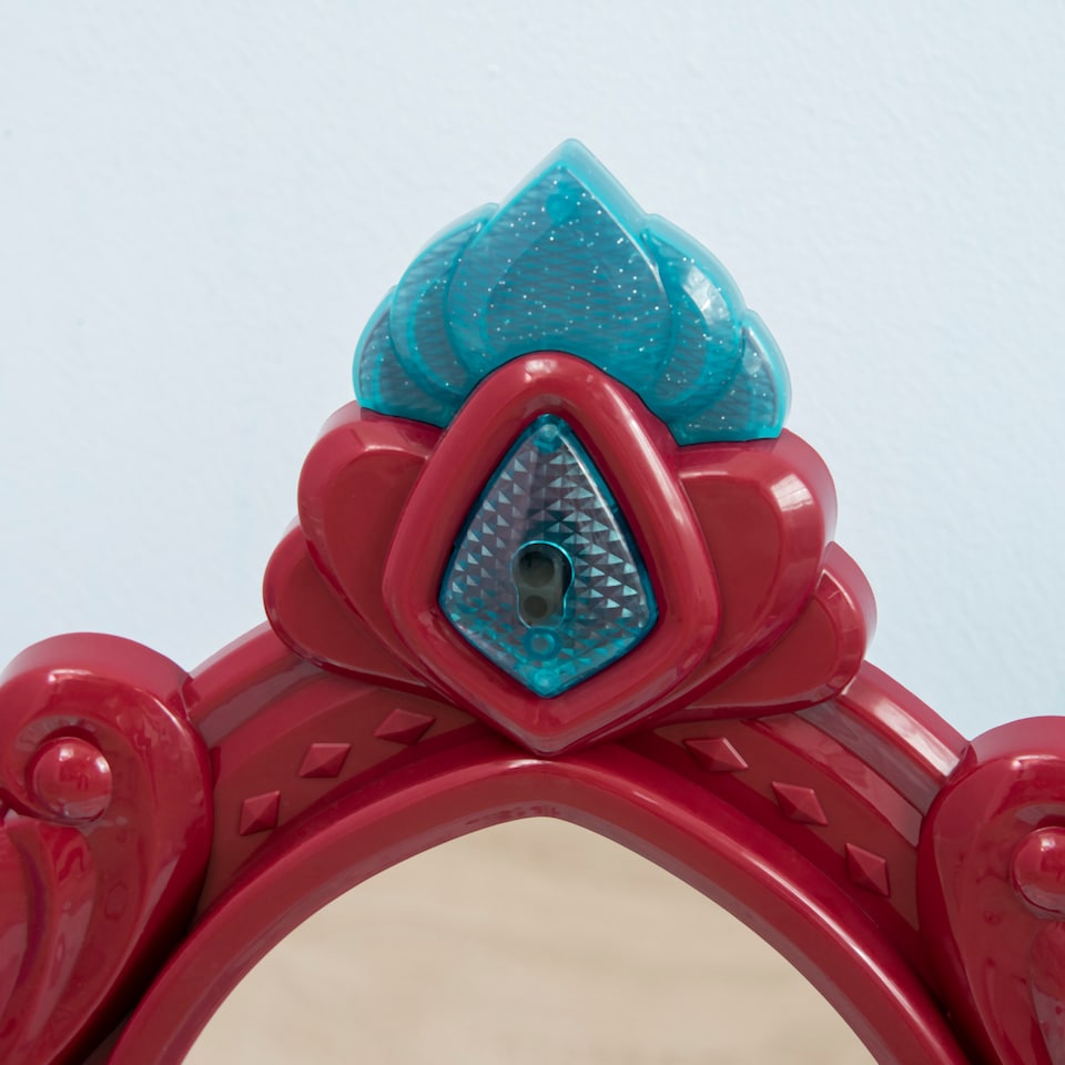 image 1 of AIYAPLAY 31 Pieces Kids Dressing Table Set with Magical Princess Mirror, Music Lights, Makeup Accessories, Hair Dryer, Chair, Drawer for Ages 3-6 Years