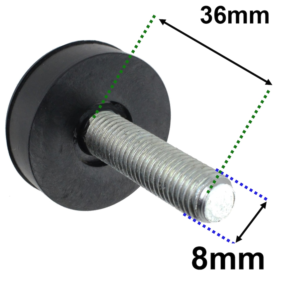 image 1 of SPARES2GO Universal Fridge Freezer Adjustable Screw in Foot (Pack of 4, 8mm Thread)