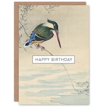 Happy Birthday Ohara Koson Japanese Kingfisher Bird Birthday Card
