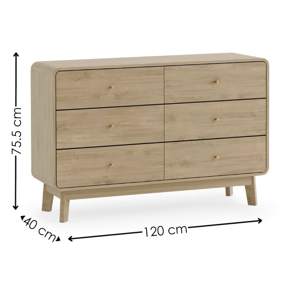 image 1 of Premium Freya 6 Drawer Dresser - Beige