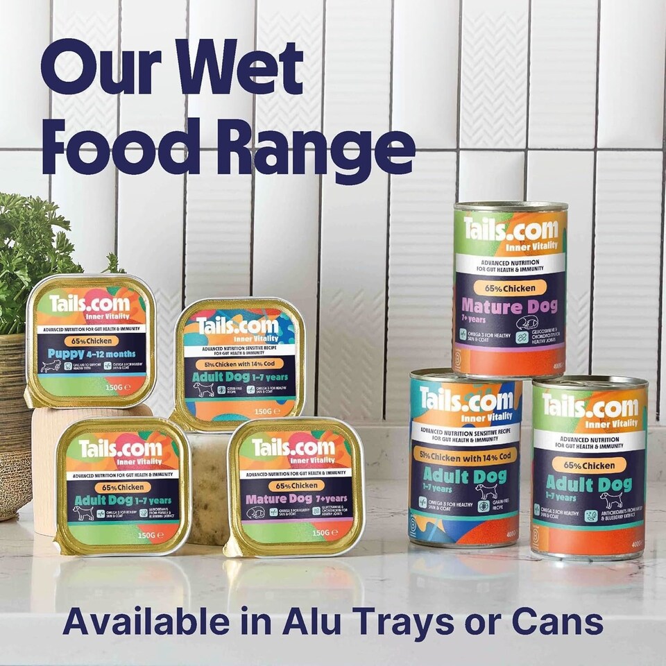 image 1 of 33 x 150g Tails.com Inner Vitality Grain-Free Adult Wet Dog Food Trays Beef
