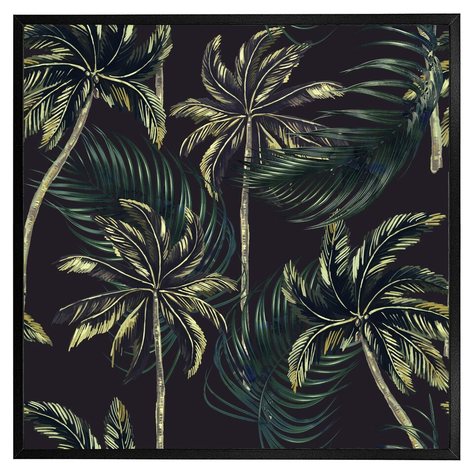 image 1 of Green palm on black (Picutre Frame) Brown | Oak | XS
