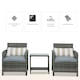 image 3 of Outsunny 3 PC Outdoor Rattan Sofa Set w/ Chairs Coffee Table Cushion Grey