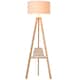 image 1 of HOMCOM Tripod Floor Lamp, Freestanding Bedside Light Reading Light with Storage Shelf and Linen Shade for Living Room Bedroom, 154cm, Cream