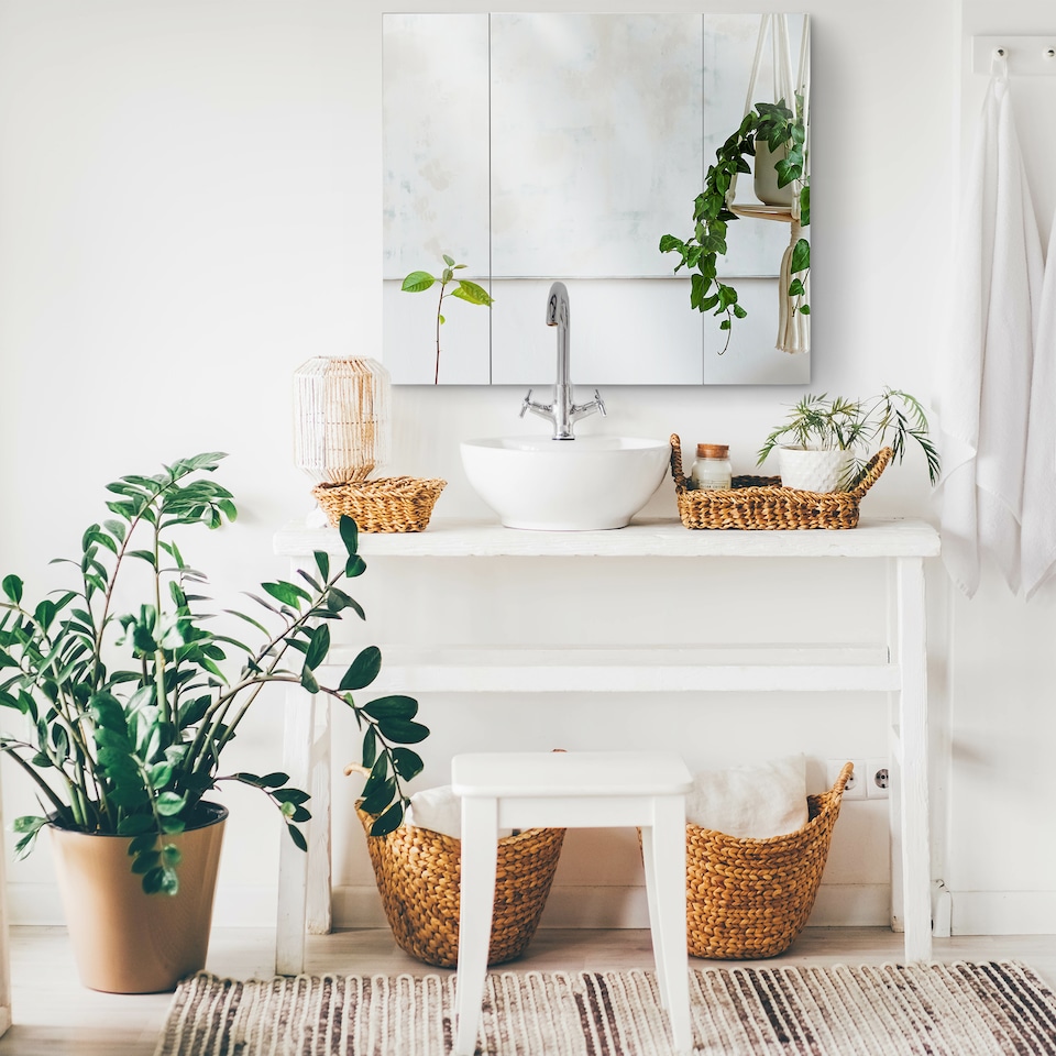 image 1 of kleankin Bathroom Medicine Cabinet with Mirror, Wall Mounted Bathroom Mirror Cabinet with 3 Doors, Adjustable Shelves, White | White | White