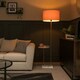 image 2 of ValueLights Tavel Brushed Chrome Silver Floor Lamp with Table and Pink Shade