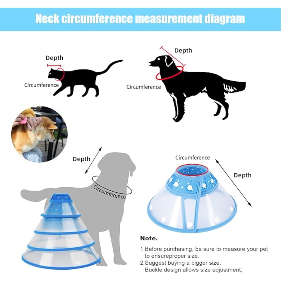 Pet Cone, Cat Cone Dog Cone Adjustable Collar, Cat Recovery Cone ...