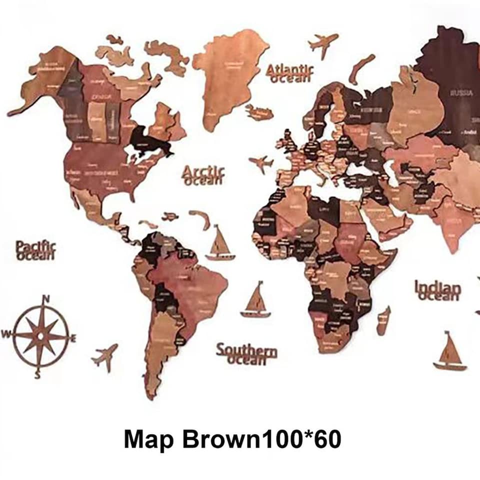 image 1 of 3D Wooden World Map Wall Decor | Modern Wall Art for Home, Office & Travel Lovers | Unique Birthday Gift