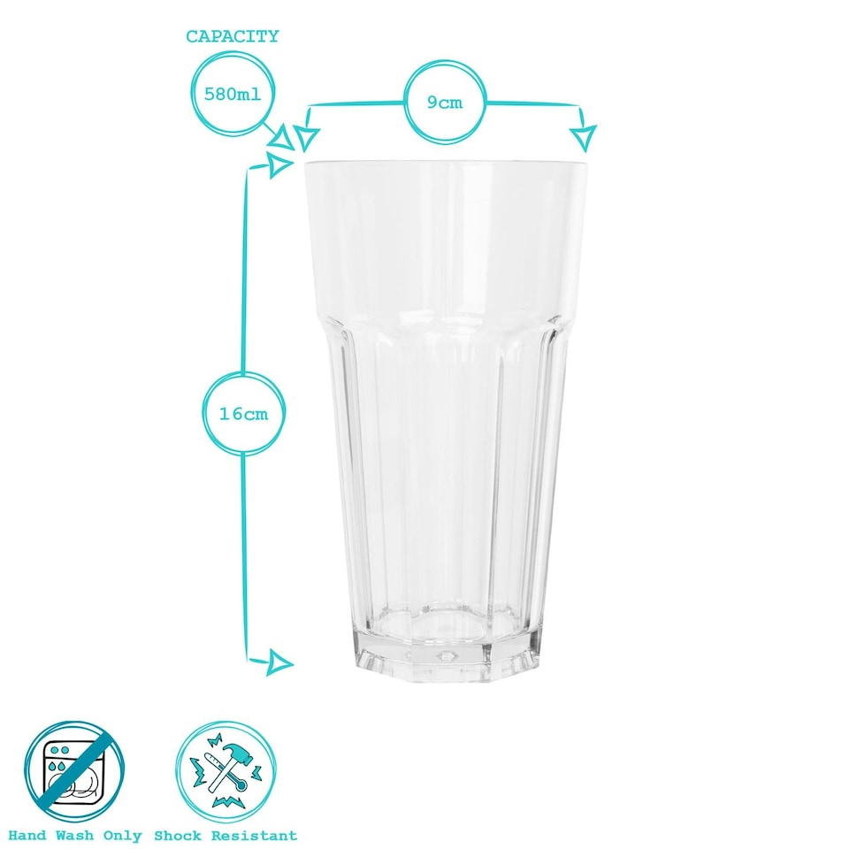 image 1 of Argon Tableware Reusable Plastic Highball Glasses - 580ml - Pack of 12 Clear