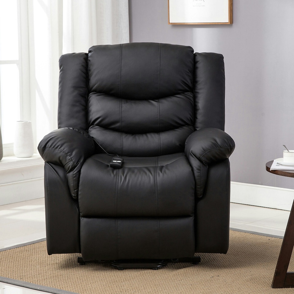image 1 of Seattle Electric Single Motor Rise Recliner Bonded Leather Chair (Black)