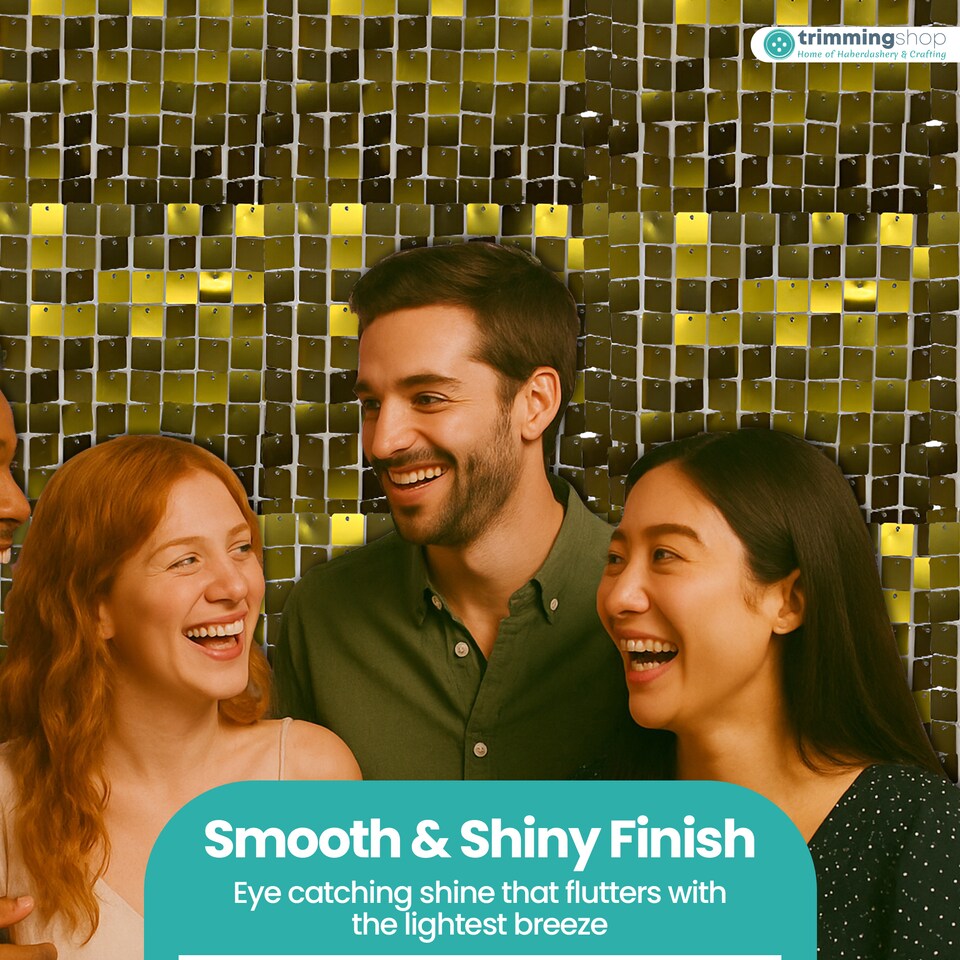 image 1 of 30cm x 30cm Shimmer Sequin Wall Panels, Reflective Square Backdrop Panel