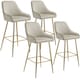 image 1 of Bar Stool Avane - with backrest, upholstered, velvet look | Cream | cream/gold | 57 x 48,50 x 108 cm | 4