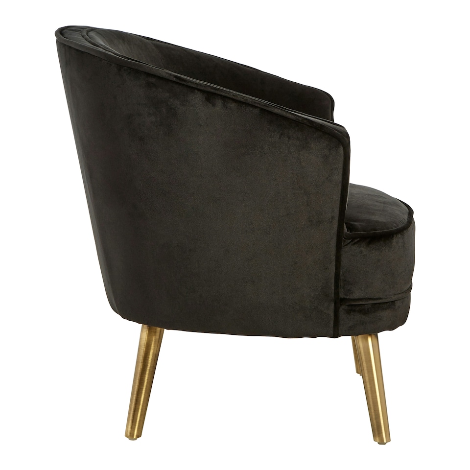 image 1 of Interiors by Premier Black Velvet Round Armchair, Built to Last Lounge Chair, Easy to Maintain Living Room Chair, Reliable chair