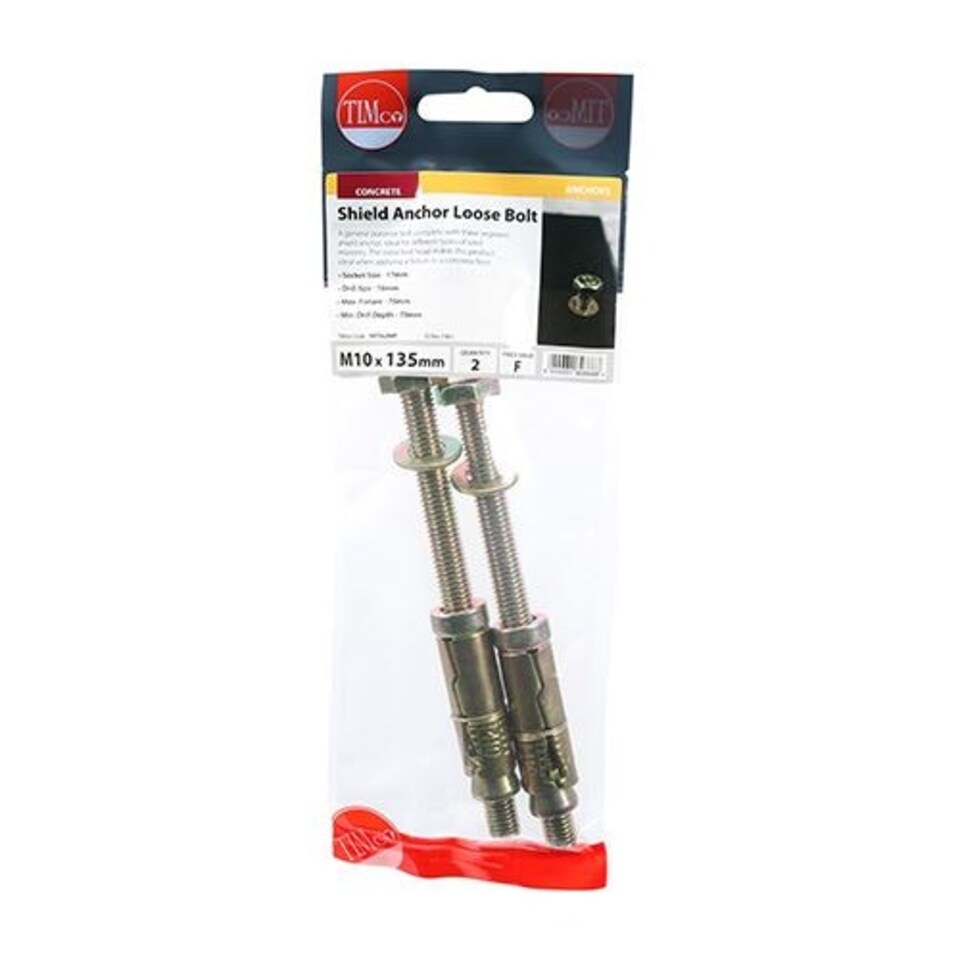 image 1 of Timco - Shield Anchor Loose Bolts - Yellow (Size M10:75L (M10 x 135) - 2 Pieces)