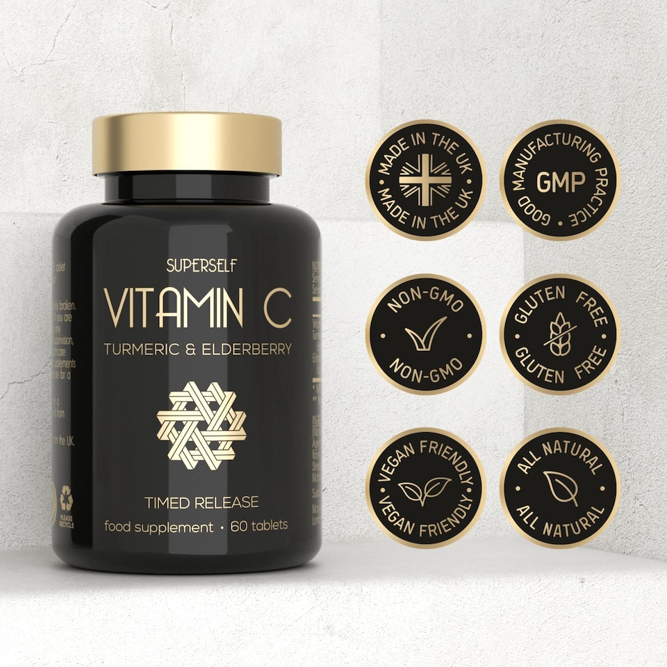 image 1 of SuperSelf Vitamin C 1000mg with Elderberry & Turmeric 60 Tablets