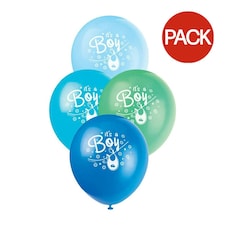 Unique Party Clothesline Its A Boy Latex Baby Shower Balloons (Pack of 8) - Multicoloured - One Size