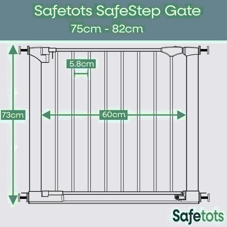 image 1 of Safetots SafeStep Gate, Black, 75cm - 82cm, Extra Low Walkthrough, Pressure Fit Safety Gate, Baby Gate for Stairs and Doors