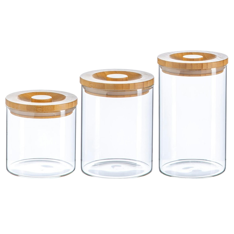 image 1 of Argon Tableware Scandi Storage Jars with Wooden Lids - 3 Sizes