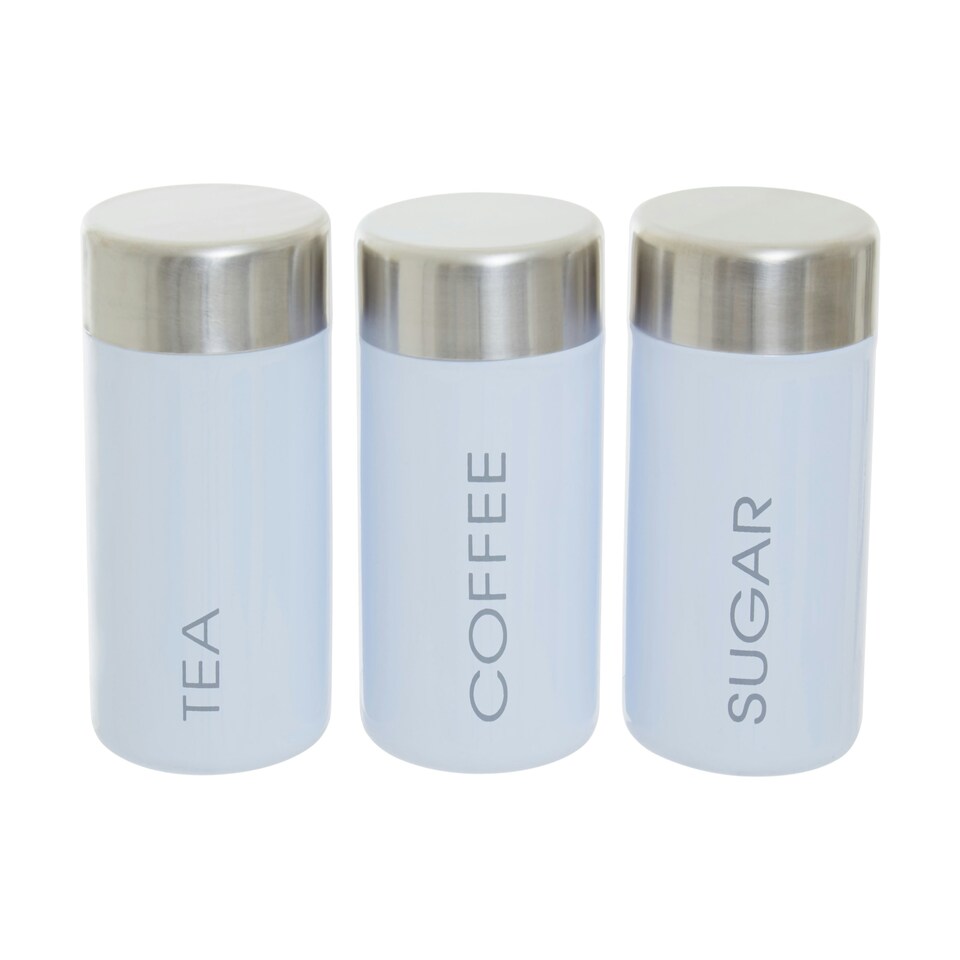 image 1 of Interiors By Premier Elegant Design White Enamel Tea Coffee And Sugar Set, Durable Design Tea Coffee And Sugar Set For Kitchen