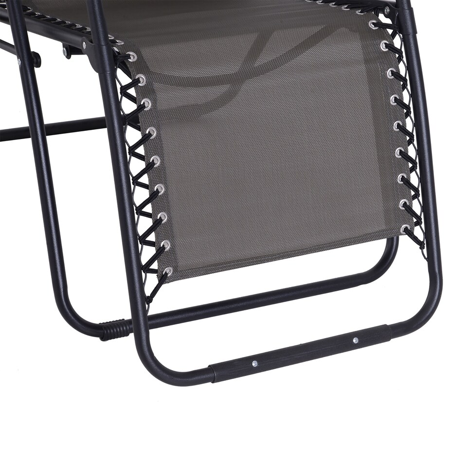image 1 of Outsunny Zero Gravity Chair Metal Frame, Reclining Lounger w/ Pillow Grey