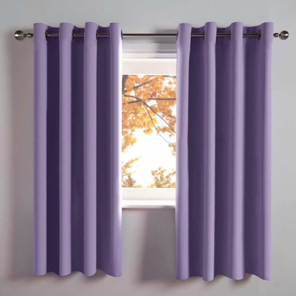 image 1 of OHS Kids Plain Thermal Blackout Eyelet Curtains, 66x54" - Lilac
