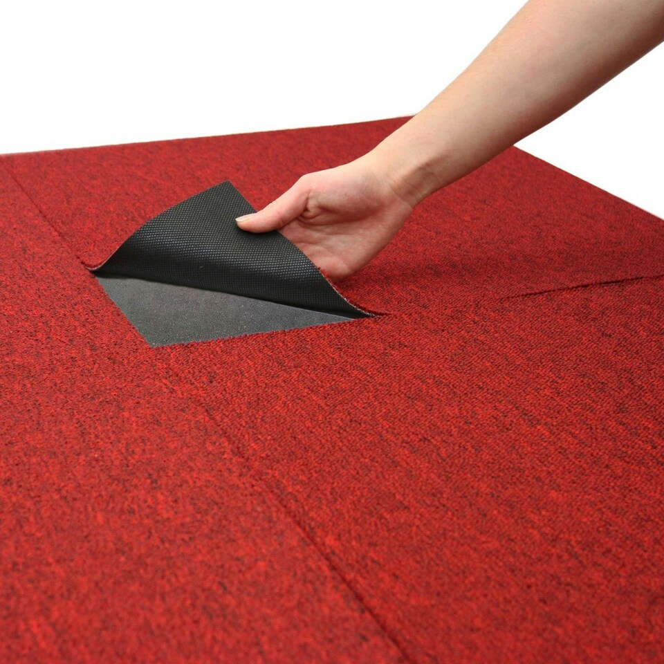 image 1 of 40 x Carpet Tiles 10m2 / Scarlet Red & Charcoal Black Red