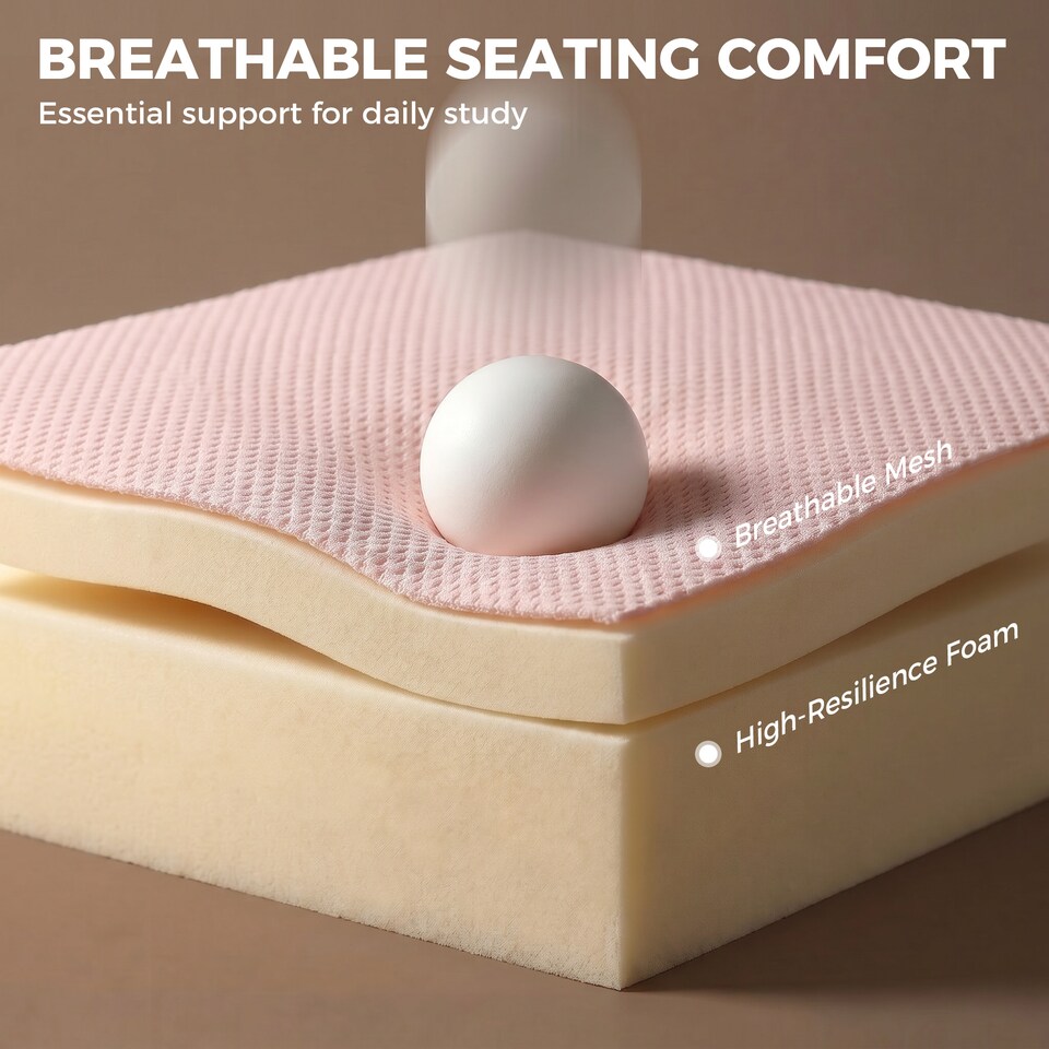 image 1 of HOMCOM Armless Office Chair with Mesh Back, Pink