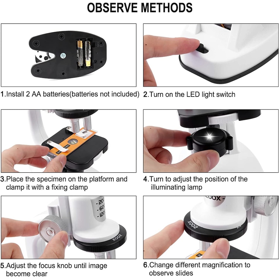 image 1 of Kids Microscope Kit - Portable Science Set with LED Light, Smartphone Holder & 15 Accessories Educational STEM Toy