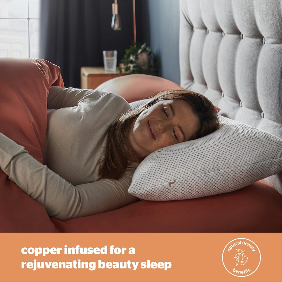 image 1 of Silentnight Wellbeing Collection Copper Infused Bed Pillow, Anti Bacterial and Rejuvenating