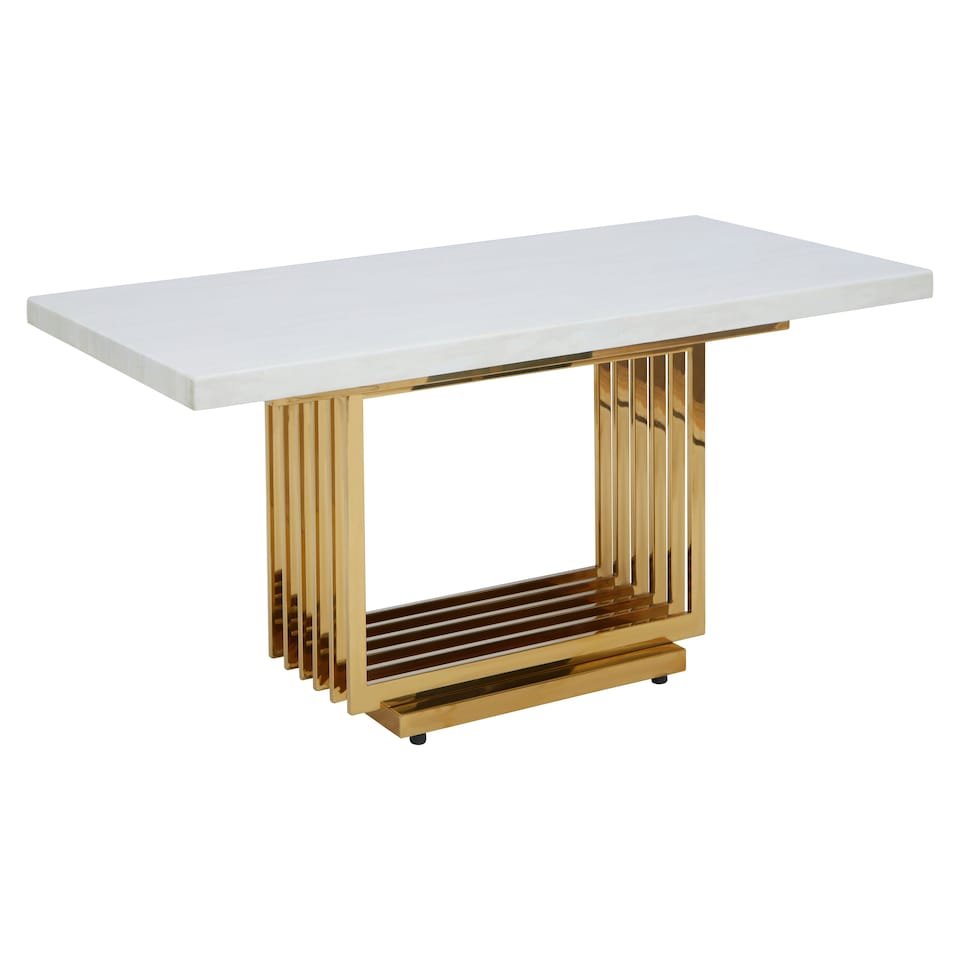 image 1 of Interiors by Premier Ivory White Marble Coffee Table With Gold Finished Frame Gold