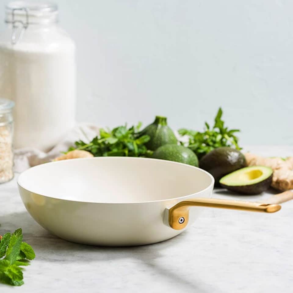 image 1 of GreenPan Evolution 28cm Wok Cream