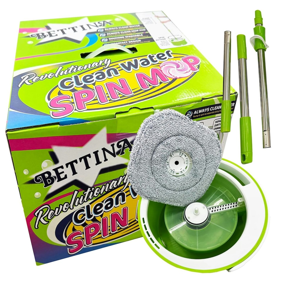 image 1 of Clean Water Spin Mop Bucket Set With Extra Mop Pads