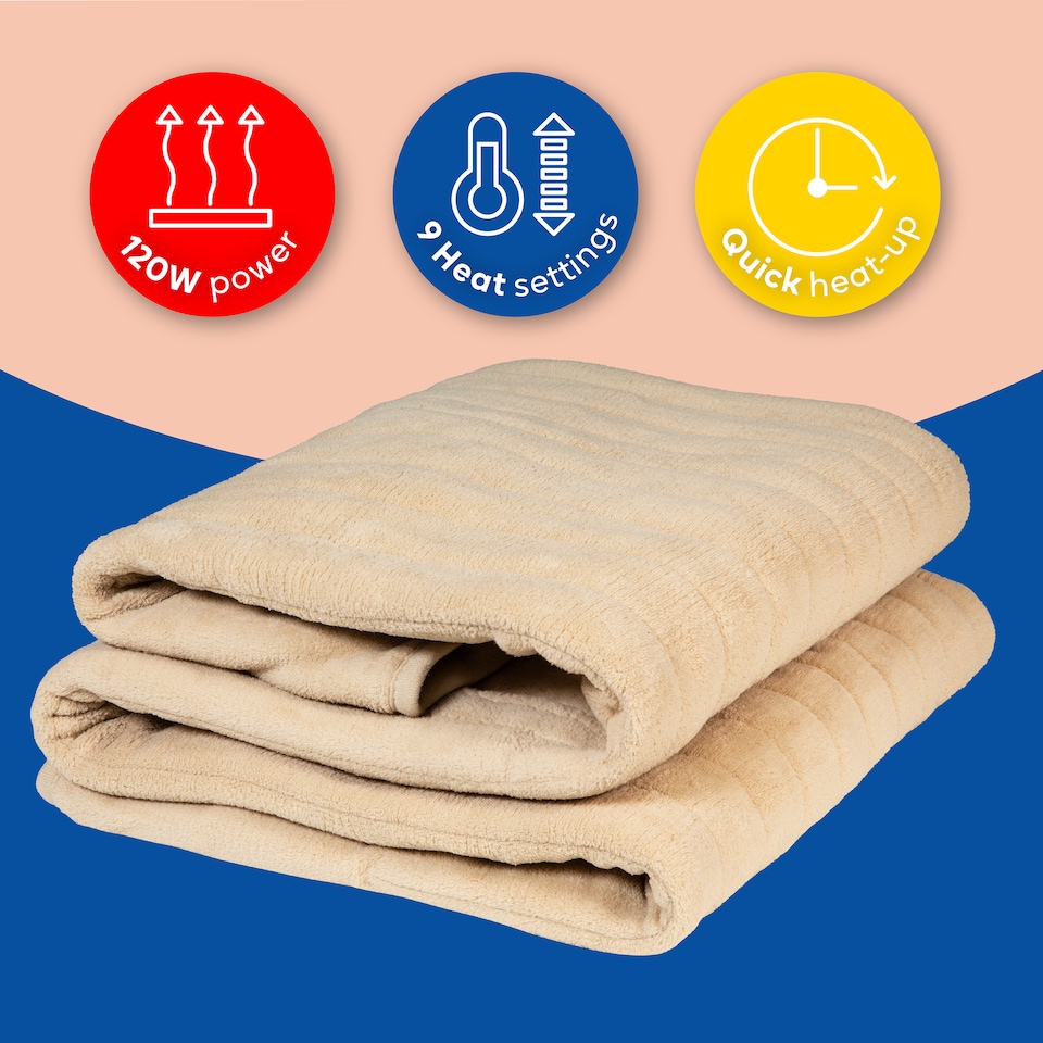 image 1 of Russell Hobbs RHHT1004BG Electric Blanket Beige Heated Throw Microfleece
