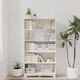 image 7 of Wide Shelf Tier Wooden Bookcase Shelving Modern Open Display Storage Cabinet | White | White 5 Tier Wide | 1