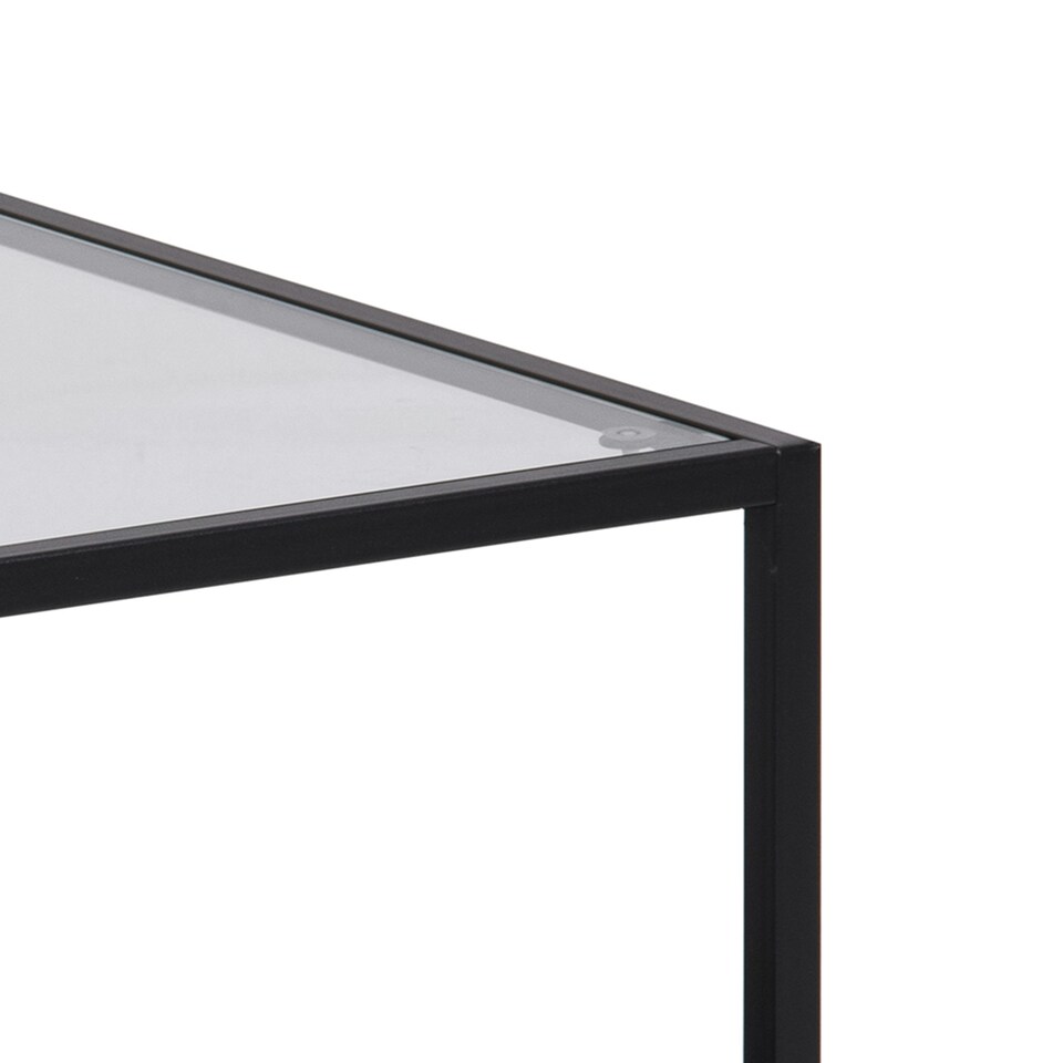 image 1 of Seaford Black Metal Coffee Table Set with Glass Top