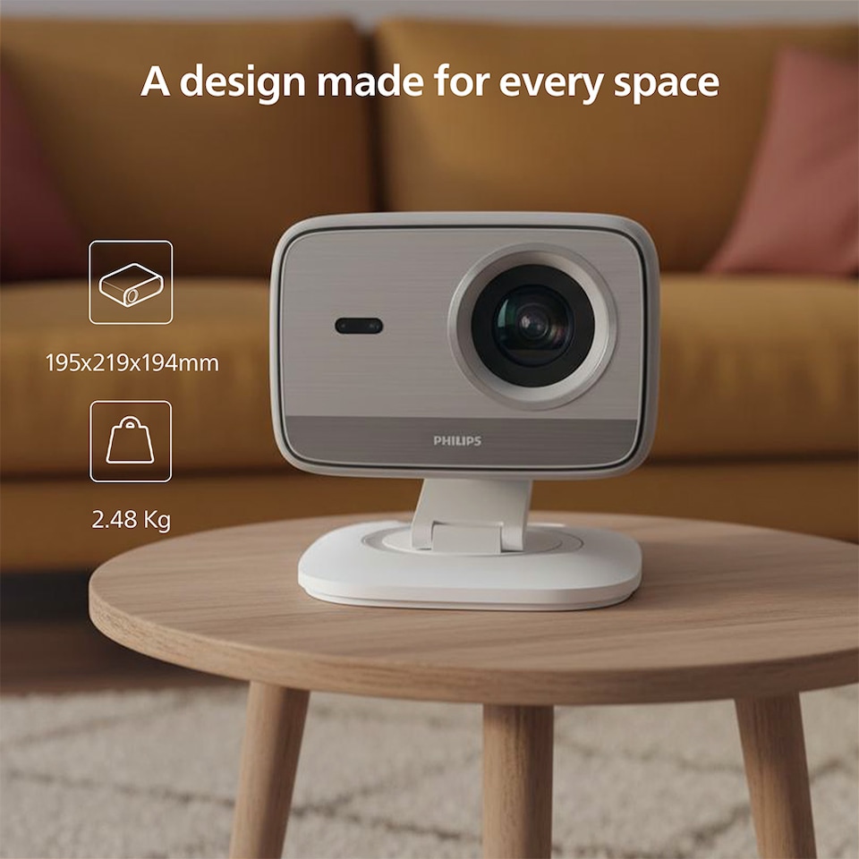 image 1 of Philips NeoPix 444 Projector White- 100", 500 ANSI lumens, LED, 360 degree rotating stand