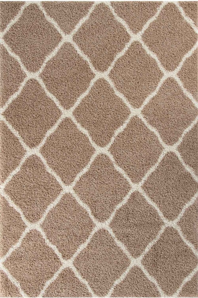 image 1 of The Rugs Moroccan Collection Soft High Pile Shaggy Lattice Floor Rugs and Runners Living Room