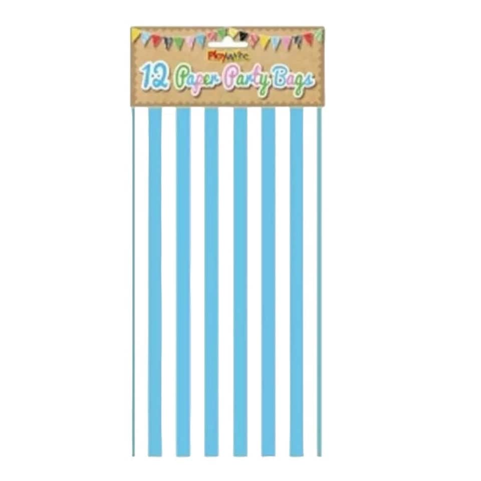 image 1 of Playwrite Stripe Paper Gift Bag (Pack of 12) - Blue - One Size