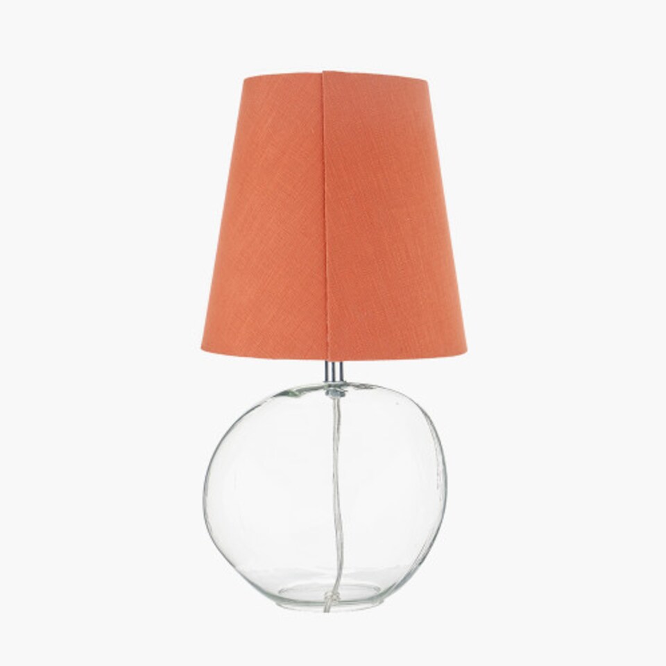image 1 of Transparent Glass Table Lamp with Terracotta Shade | Clear | Clear | 1
