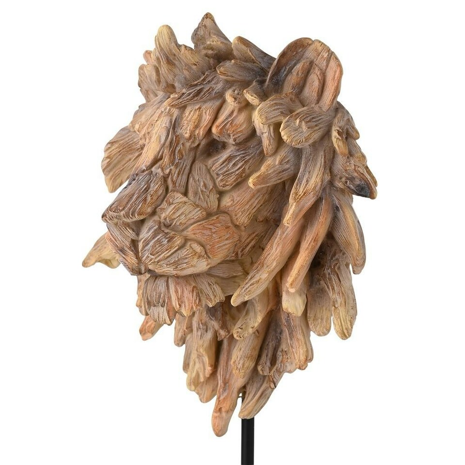 image 1 of Naturecraft Resin Driftwood Collection Lion Head on a Stand Brown